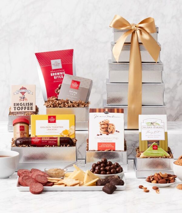 Shimmering Silver Gourmet Gift Tower